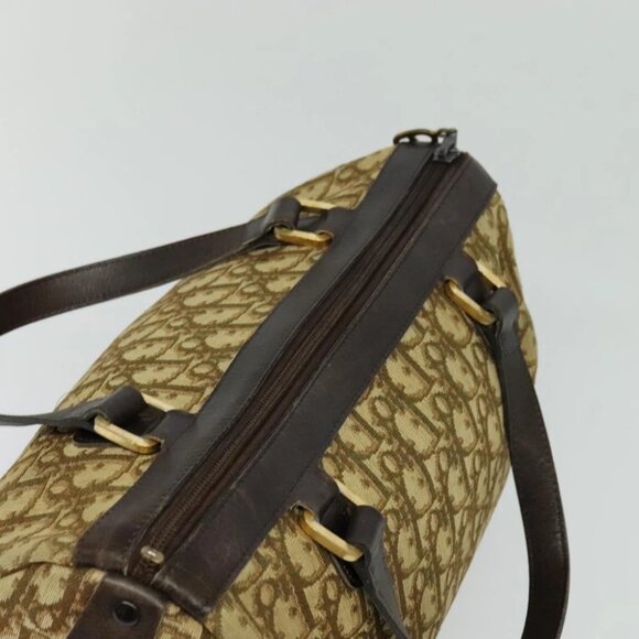Christian Dior Trotter Canvas Boston Bag Brown Gold - Picture 11 of 16